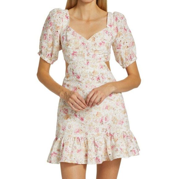 ASTR THE LABEL Dorinne Floral Puff Sleeve Minidress Size M - Picture 2 of 9